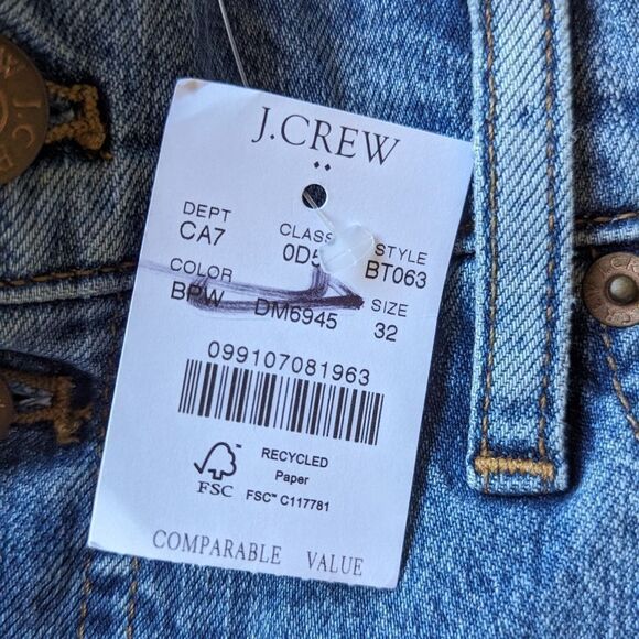 J.Crew Wide Leg High Rise Exposed Button Fly Jean Med Wash Sz 32 All Day Stretch - Picture 12 of 16